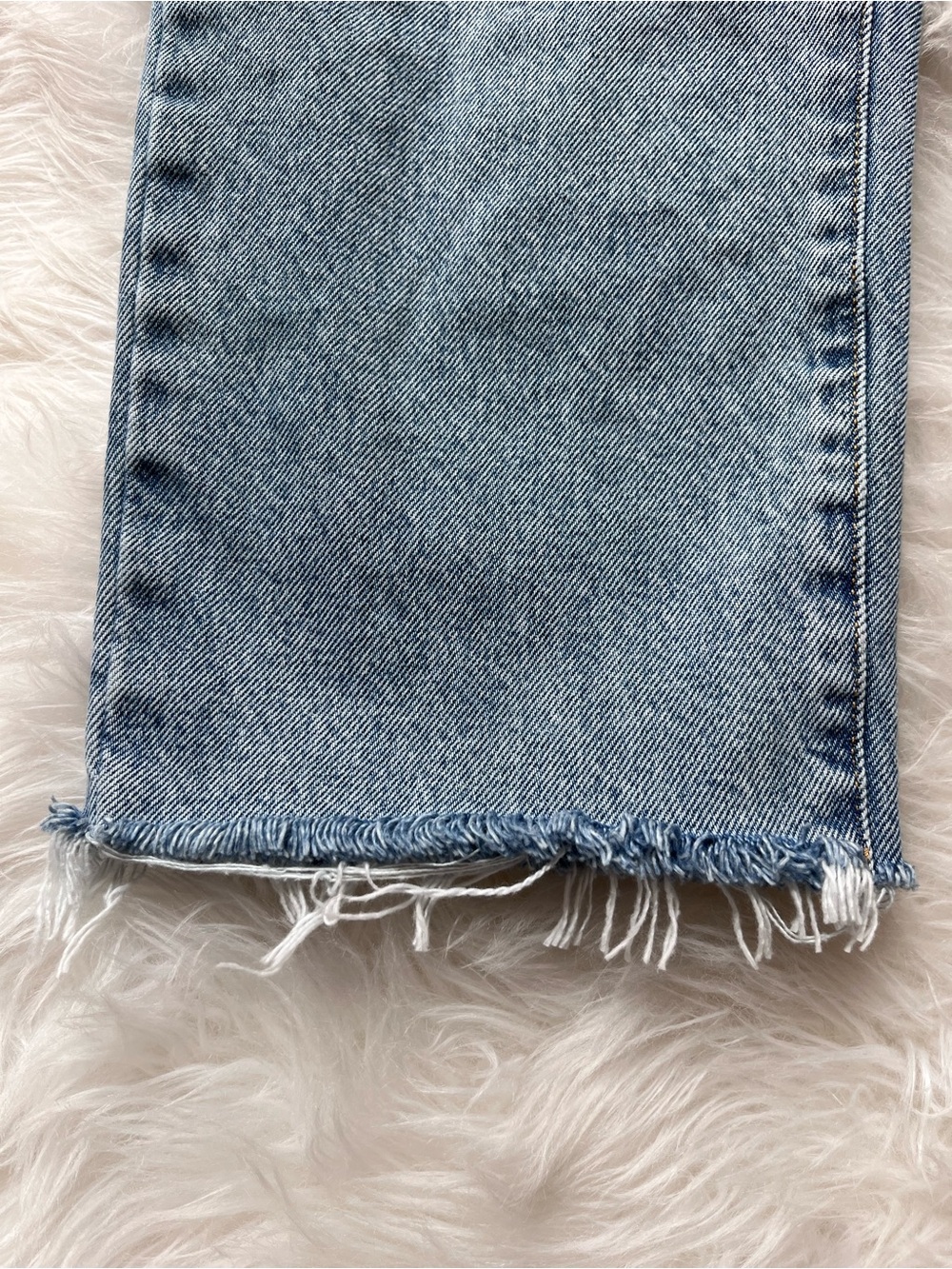 Quince Bella Rigid Straight Jeans - Powder Blue Raw Hem - Picture 13 of 15